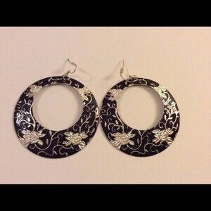 Cute black silver earrings